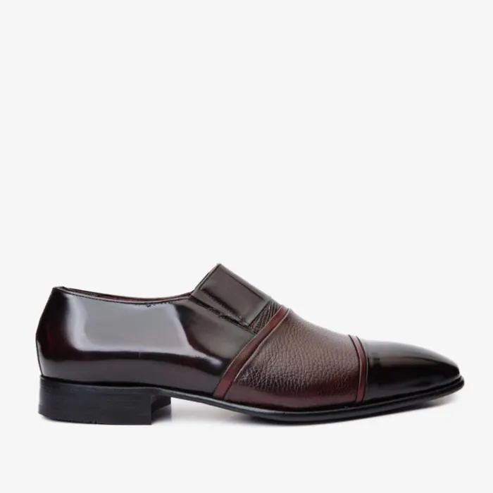Vinci Leather Dress Shoes The Everest Burgundy and Burneshed Leather Cap Toe Dress Loafer Shoe 8211 Men