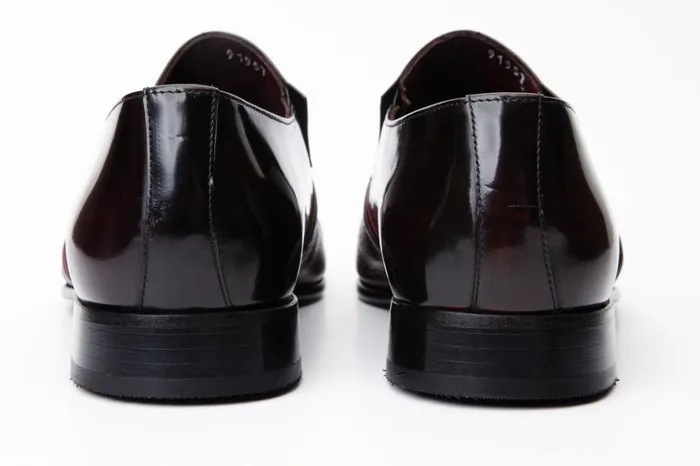 Vinci Leather Dress Shoes The Everest Burgundy and Burneshed Leather Cap Toe Dress Loafer Shoe 8211 Men