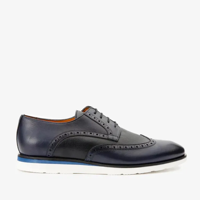 Vinci Leather Dress Shoes The Molise Navy Blue Wingtip Semi Brogue Derby Shoe 8211 Men