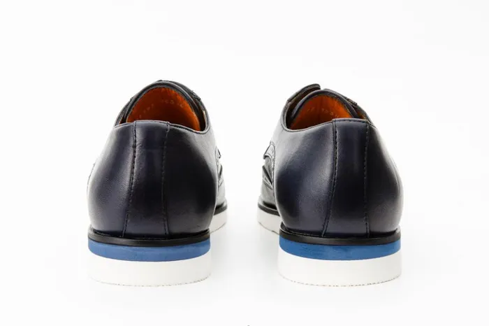 Vinci Leather Dress Shoes The Molise Navy Blue Wingtip Semi Brogue Derby Shoe 8211 Men
