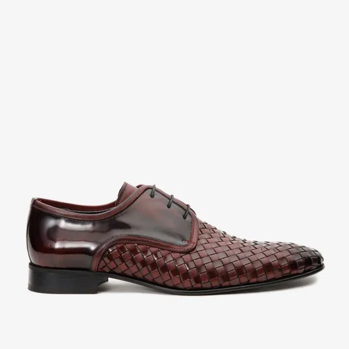 Vinci Leather Dress Shoes The Safaga Burgundy Woven Derby Shoe 8211 Men