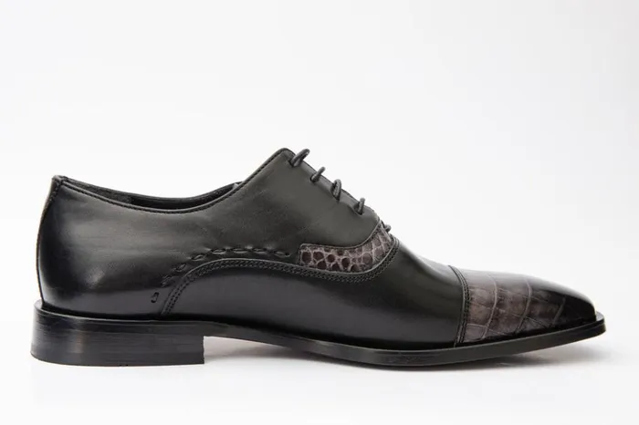 Vinci Leather Dress Shoes The Yukon Black Single Brogue Cap Toe Oxford Shoe 8211 Men