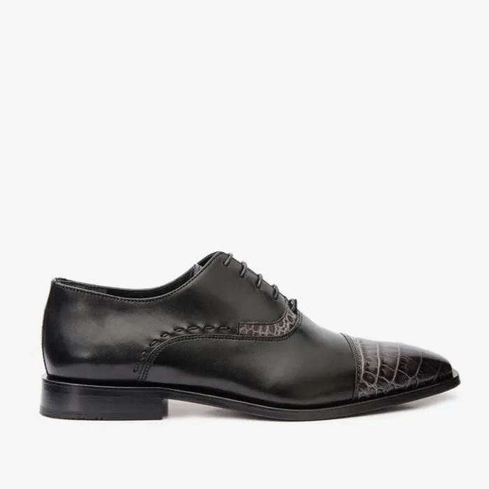 Vinci Leather Dress Shoes The Yukon Black Single Brogue Cap Toe Oxford Shoe 8211 Men