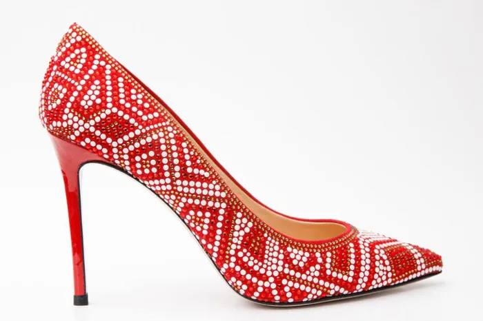 Vinci Leather Heels The Nampula Red Glitter Leather Pump Shoe 8211 Women