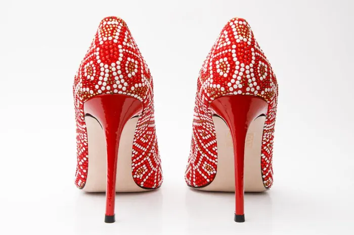 Vinci Leather Heels The Nampula Red Glitter Leather Pump Shoe 8211 Women