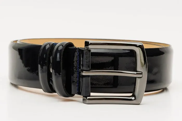 Vinci Leather Leather Belts The Royal Hand Craft Black Patent Leather Belt 8211 Men