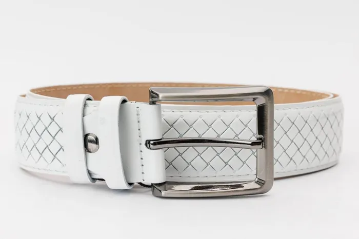 Vinci Leather Leather Belts The Turan White Woven Leather Belt 8211 Men