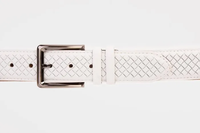 Vinci Leather Leather Belts The Turan White Woven Leather Belt 8211 Men