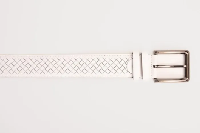 Vinci Leather Leather Belts The Turan White Woven Leather Belt 8211 Men