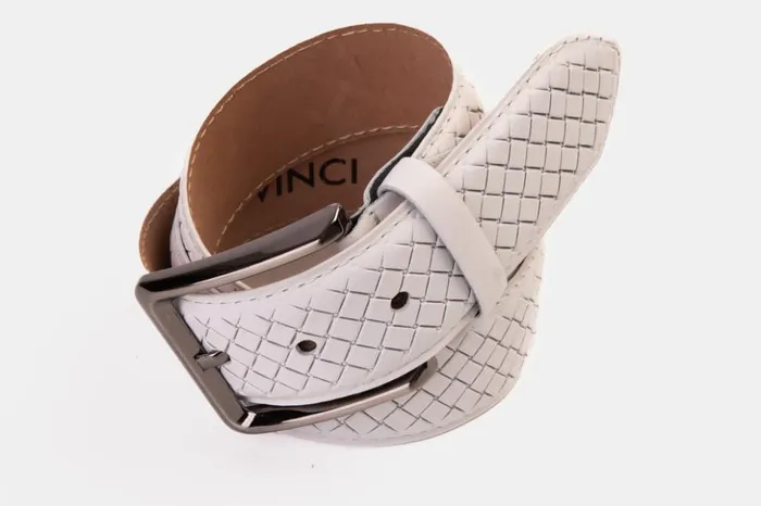 Vinci Leather Leather Belts The Turan White Woven Leather Belt 8211 Men