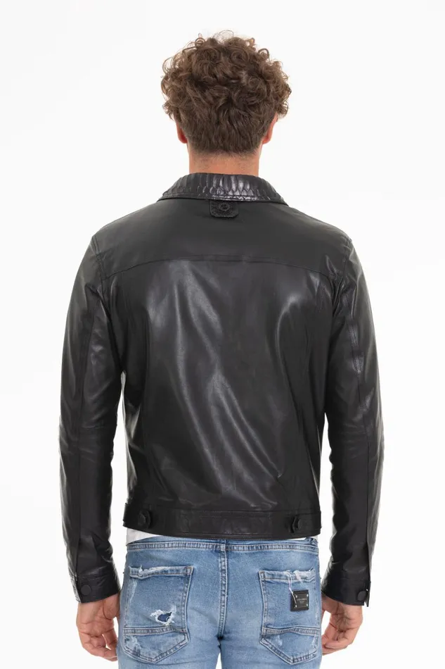 Vinci Leather Leather Jackets The Cacin Pythn Black Leather Jacket 8211 Men