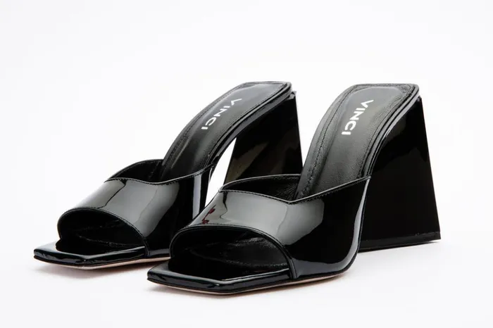 Vinci Leather Sandals The Butterfly Block Heel Black Patent Leather Sandal 8211 Women