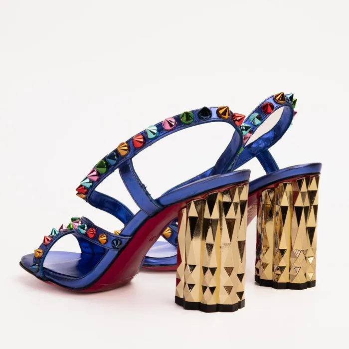 Vinci Leather Sandals The Caris Sax Blue Block Heel Spike Leather Sandal 8211 Women