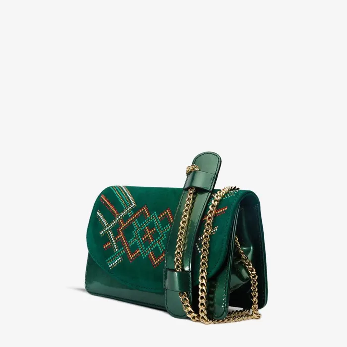 Vinci Leather Sandals The Palma Green Glitter Leather Handbag 8211 Women
