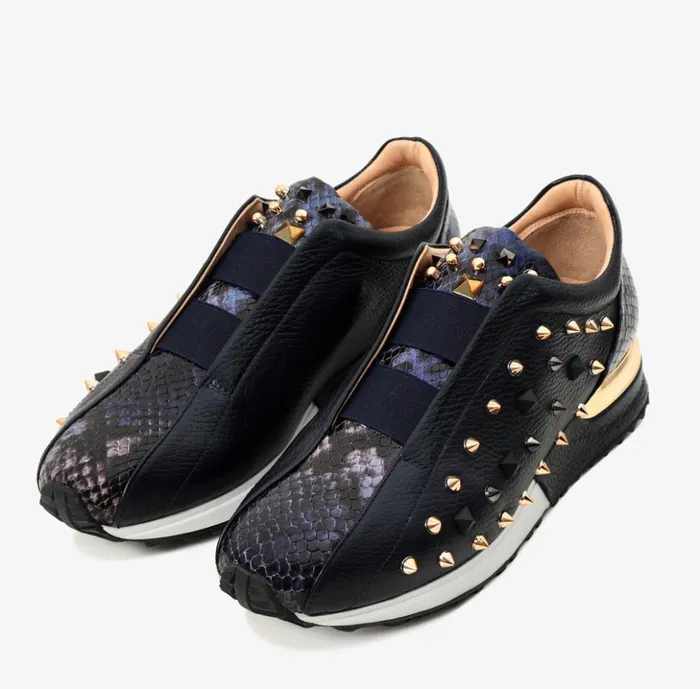 Vinci Leather Sneakers The Infanta Dark Blue Spike Leather Sneaker Limited Edition 8211 Women