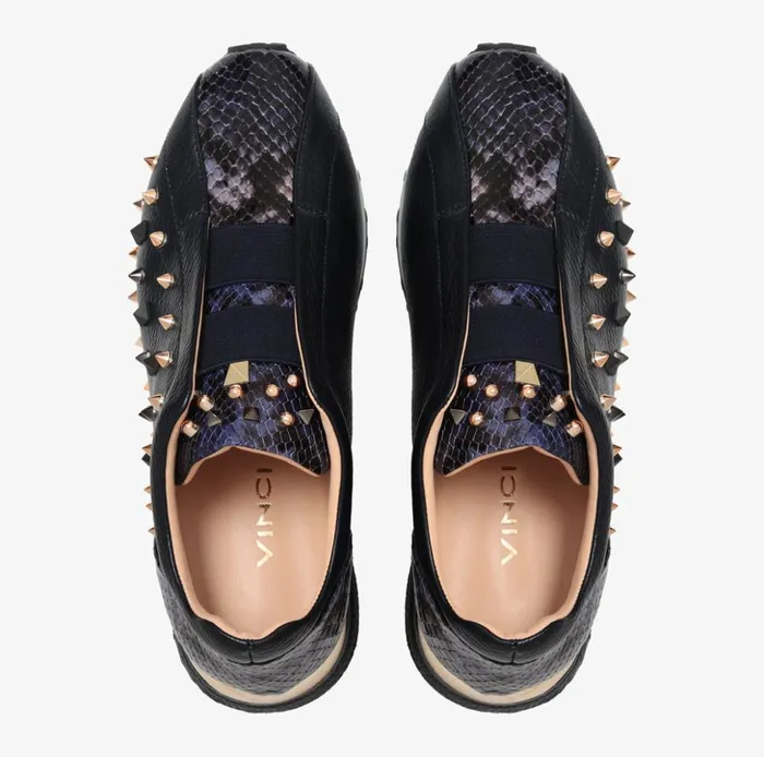 Vinci Leather Sneakers The Infanta Dark Blue Spike Leather Sneaker Limited Edition 8211 Women