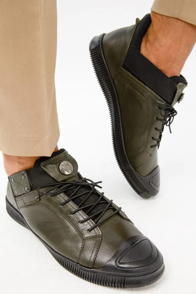 Vinci Leather Sneakers The Mumbai Green Leather Sneaker 8211 Men