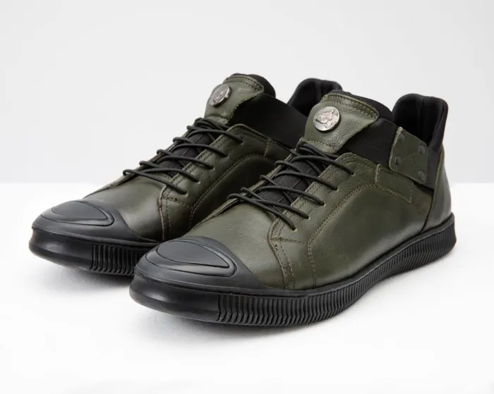 Vinci Leather Sneakers The Mumbai Green Leather Sneaker 8211 Men
