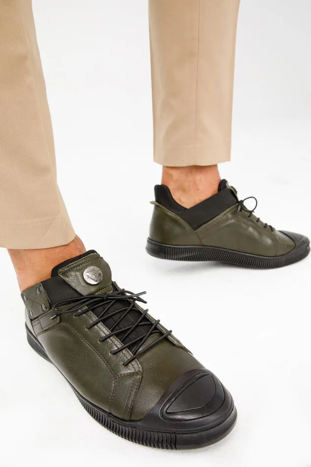 Vinci Leather Sneakers The Mumbai Green Leather Sneaker 8211 Men
