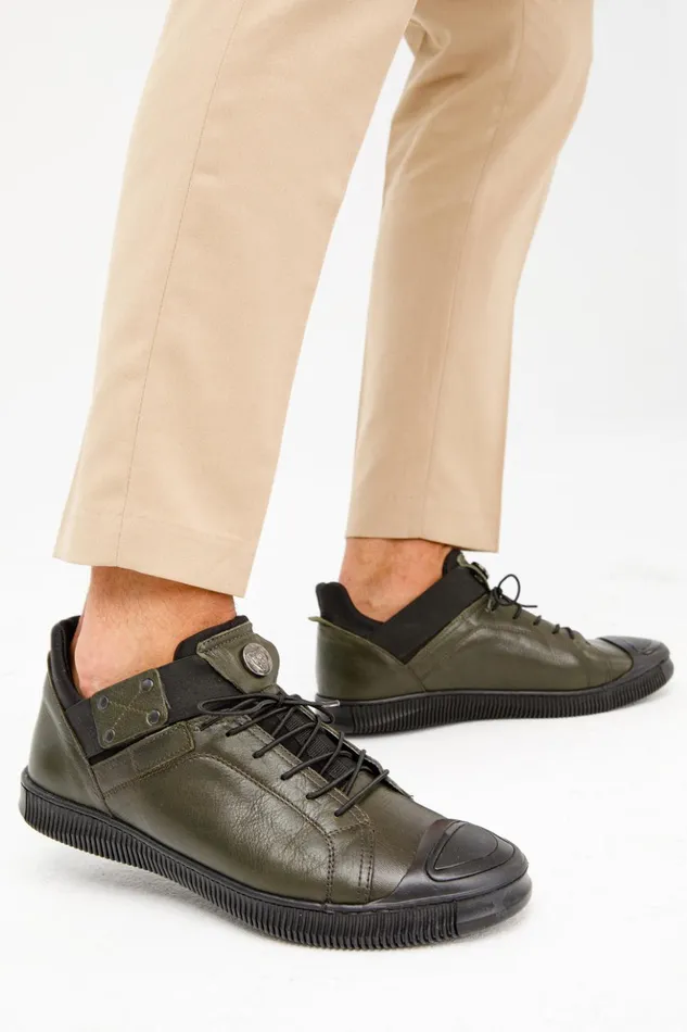 Vinci Leather Sneakers The Mumbai Green Leather Sneaker 8211 Men