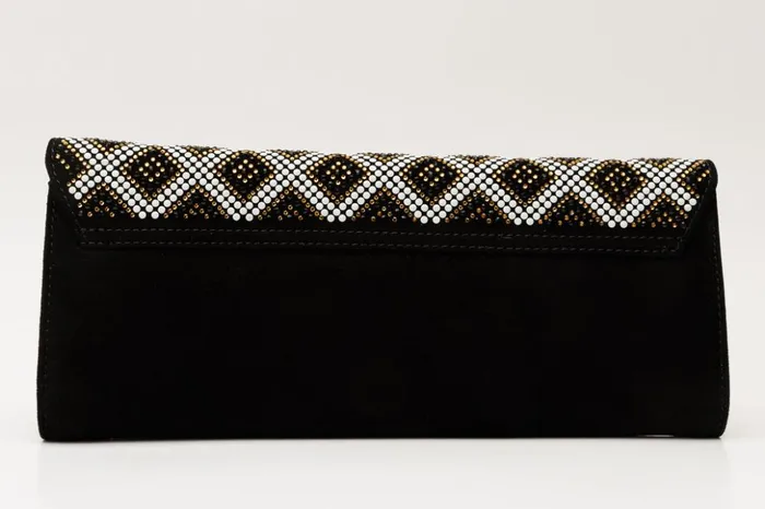 Vinci Leather Women Bags The Nampula Black Glitter Suede Leather Clutch 8211 Women