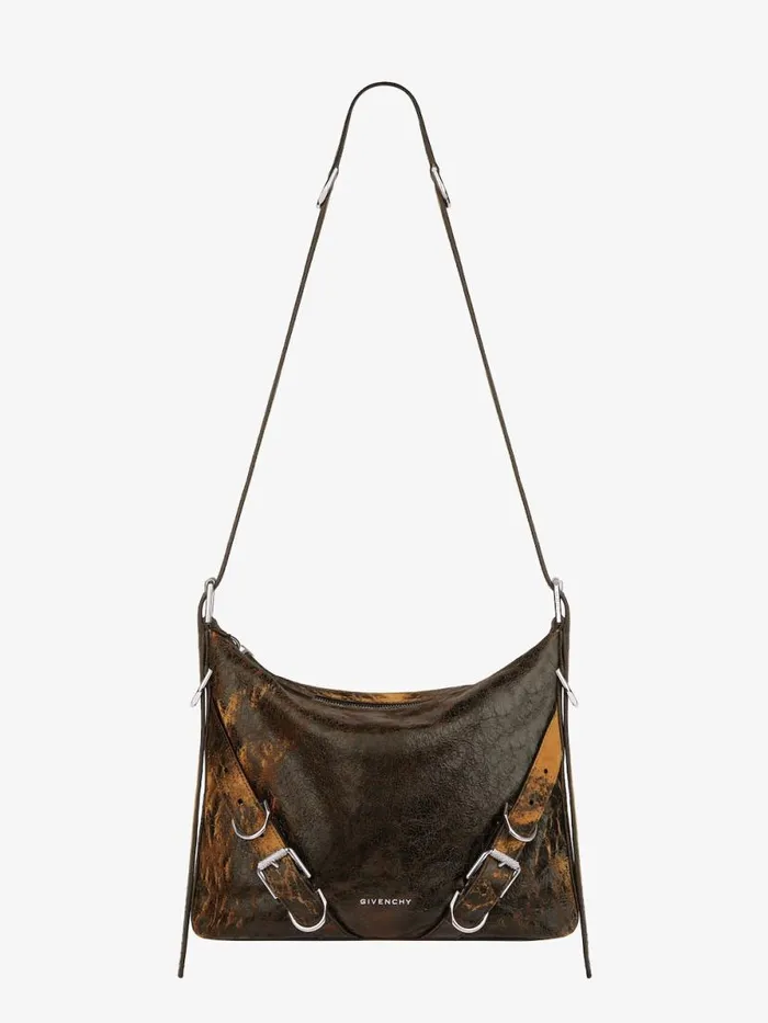 Voyou Crossbody Bag In Crackled Leather Blackbrown Mud Men Givenchy Crossbody Bags