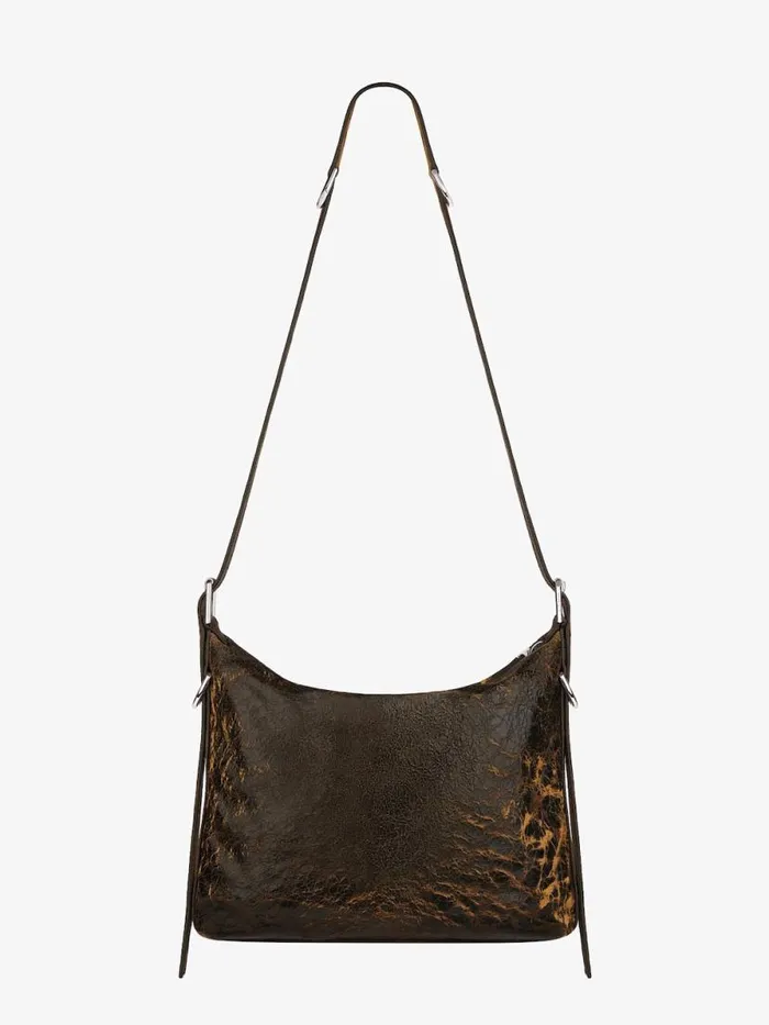 Voyou Crossbody Bag In Crackled Leather Blackbrown Mud Men Givenchy Crossbody Bags