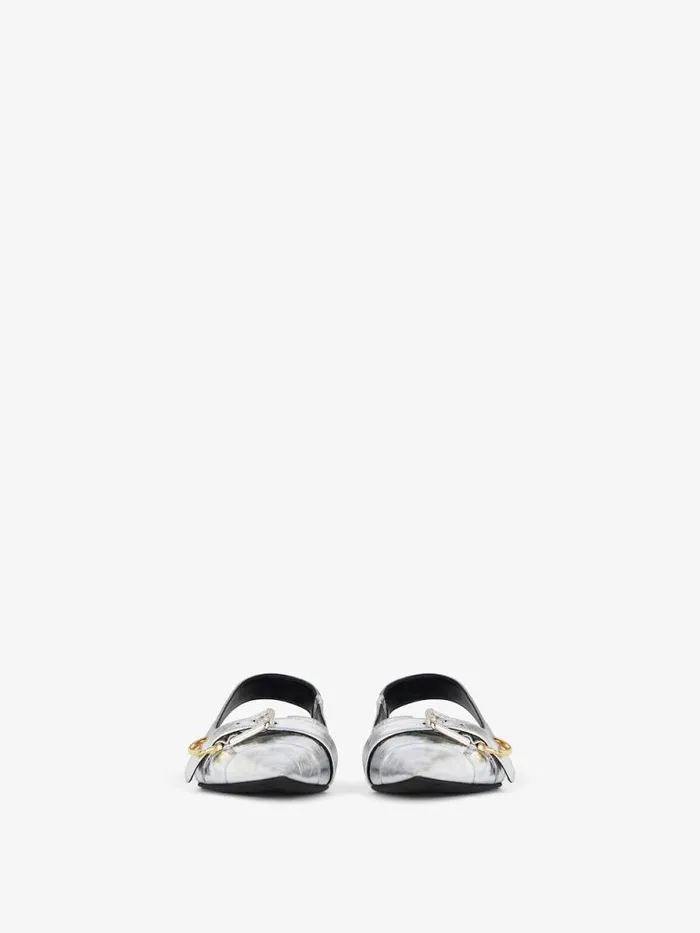 Voyou Flat Slingbacks In Laminated Leather Silvery Women Givenchy Slides and Sandals