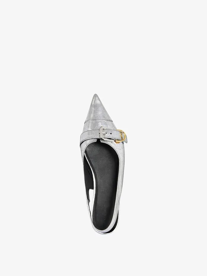 Voyou Flat Slingbacks In Laminated Leather Silvery Women Givenchy Slides and Sandals