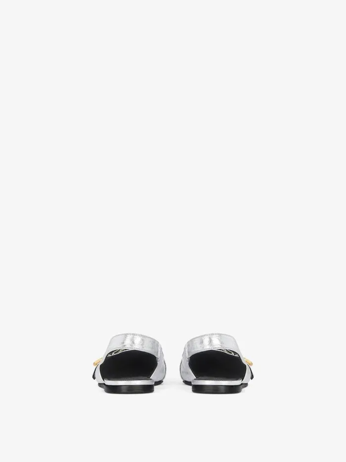 Voyou Flat Slingbacks In Laminated Leather Silvery Women Givenchy Slides and Sandals