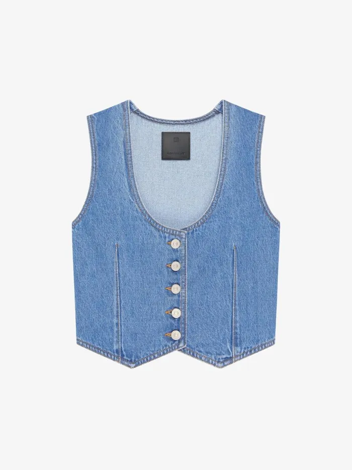 Voyou Waistcoat In Denim Deep Blue Women Givenchy Tops and Shirts