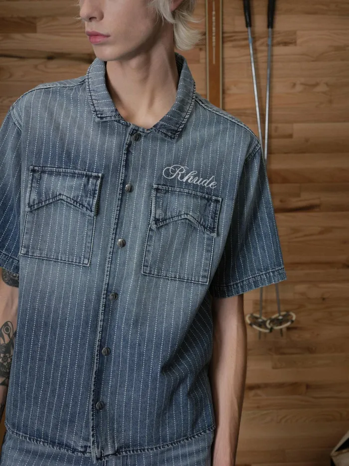 WABASH DENIM SNAP SHIRT Men Rhude Denim