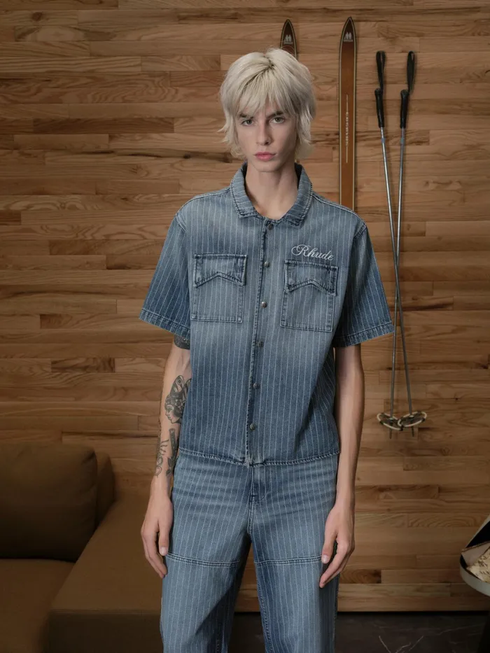 WABASH DENIM SNAP SHIRT Men Rhude Denim