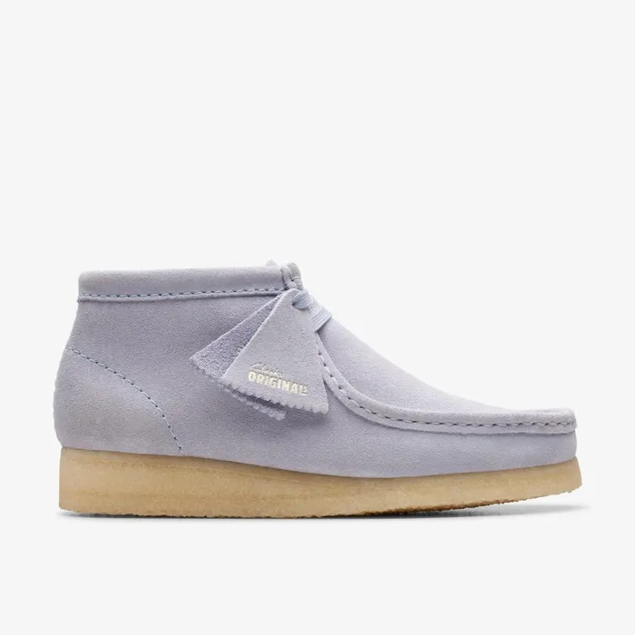 Wallabee Boot Cloud Grey Suede Women Clarks Boots and Booties