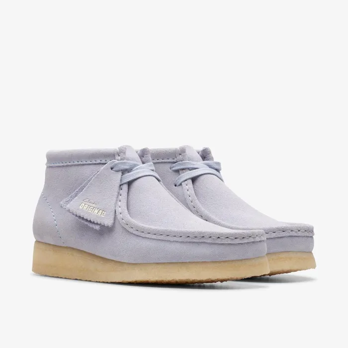 Wallabee Boot Cloud Grey Suede Women Clarks Boots and Booties