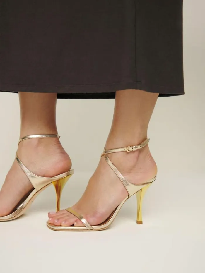 WeddingsShoes The Reformation Angelina Heeled Sandal Gold