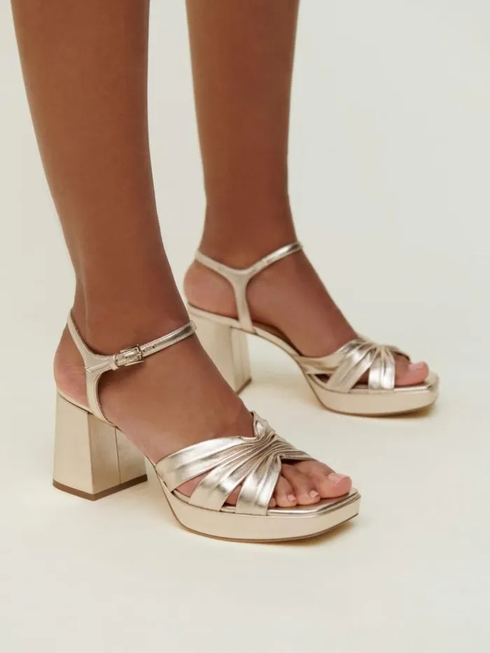 WeddingsShoes The Reformation Maize Platform Sandal Gold