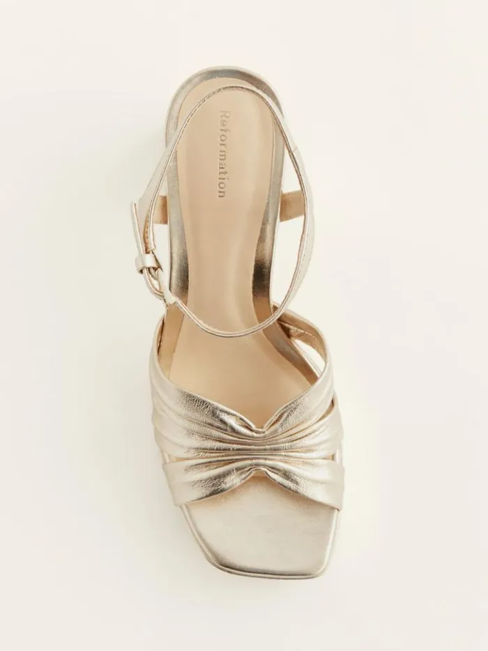 WeddingsShoes The Reformation Maize Platform Sandal Gold