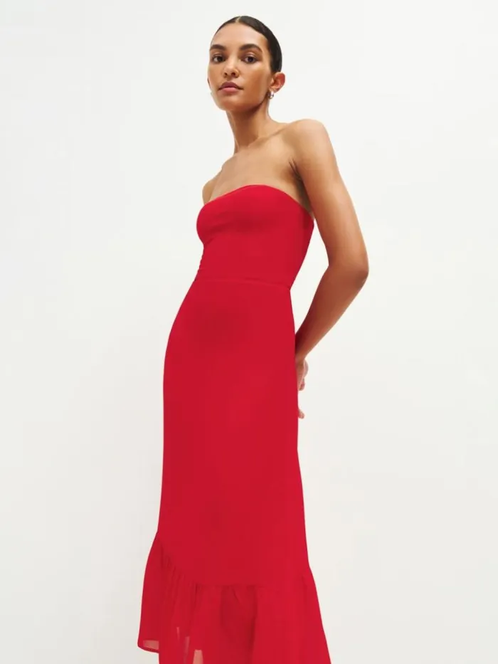Weddings The Reformation Arta Dress Poinsettia