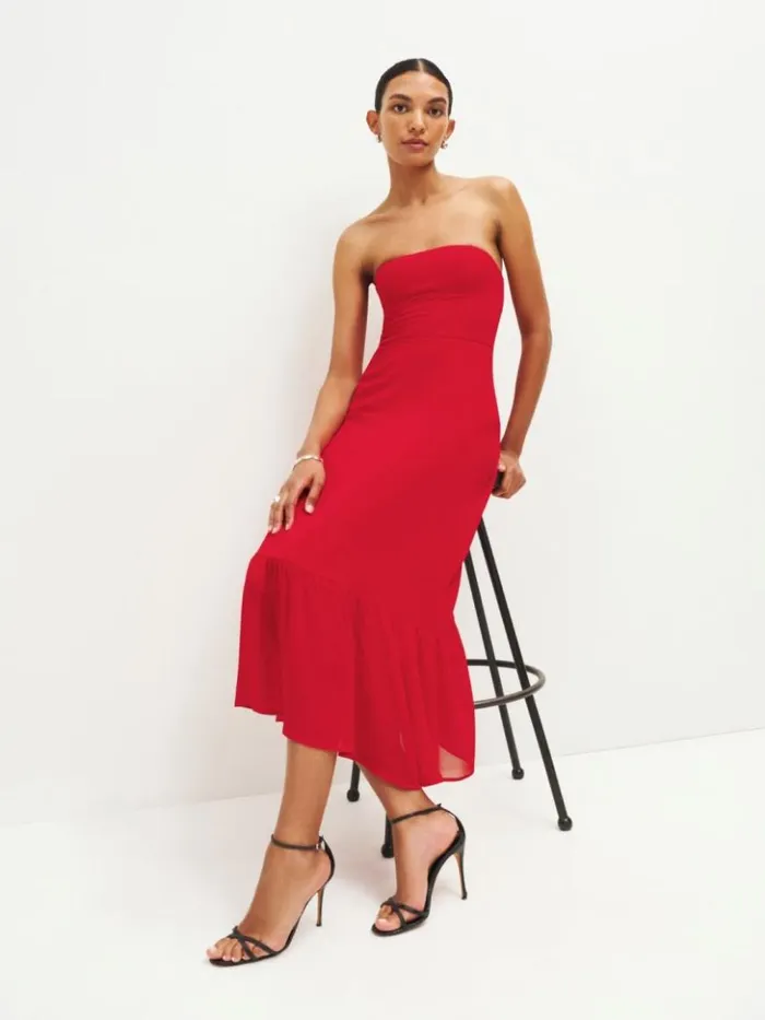 Weddings The Reformation Arta Dress Poinsettia