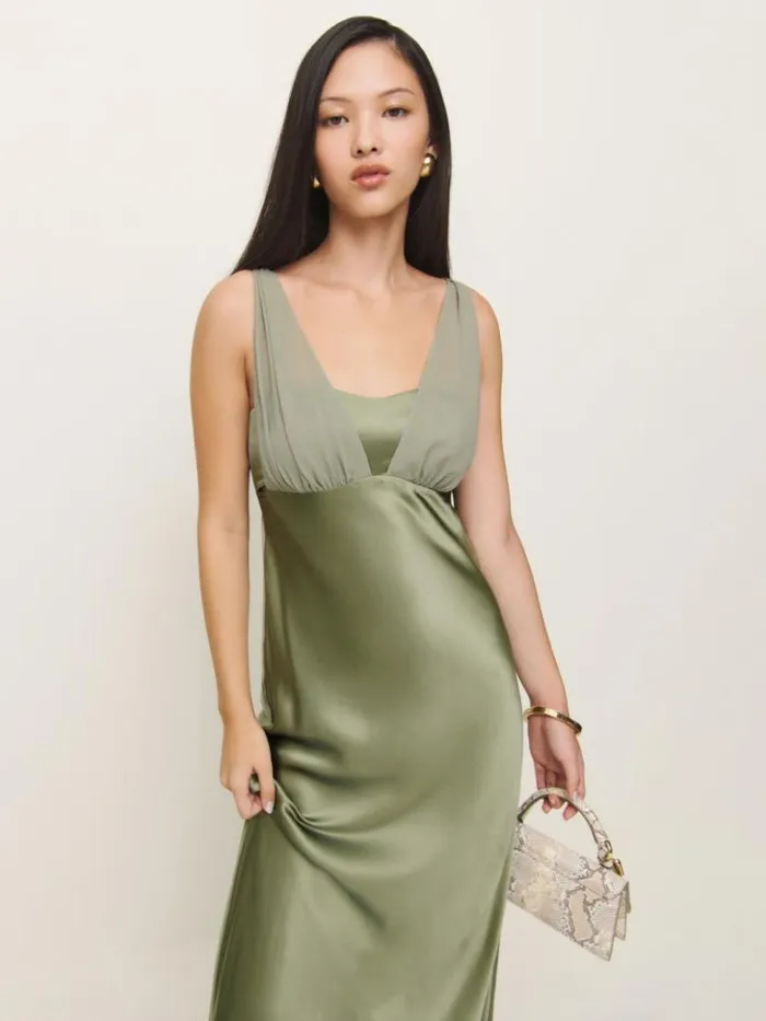Weddings The Reformation Lune Dress Artichoke