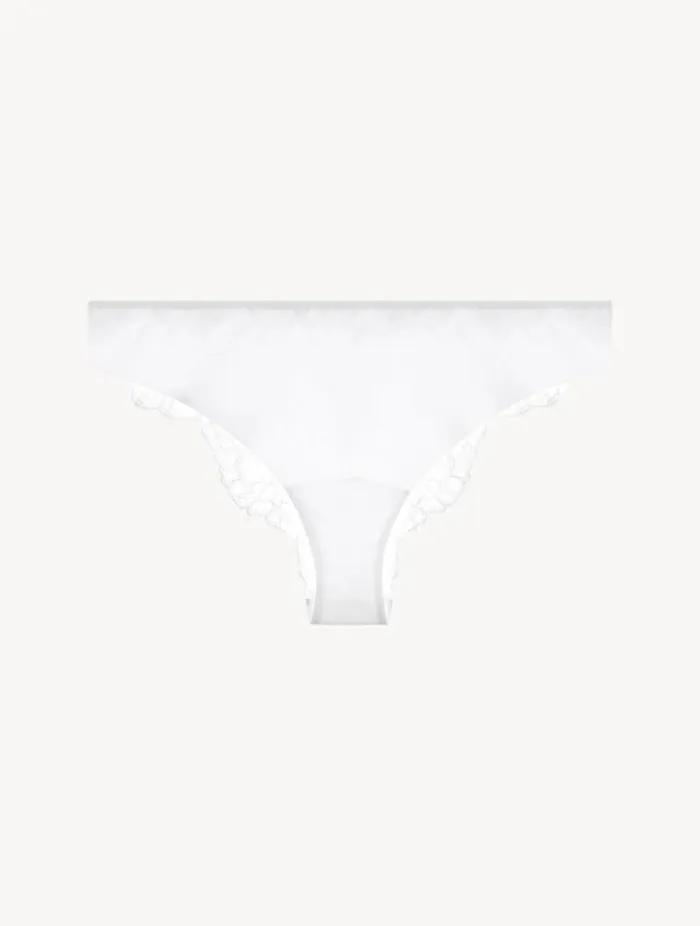White Brazilian Brief With Chantilly Lace Lingerie La Perla Brazilian