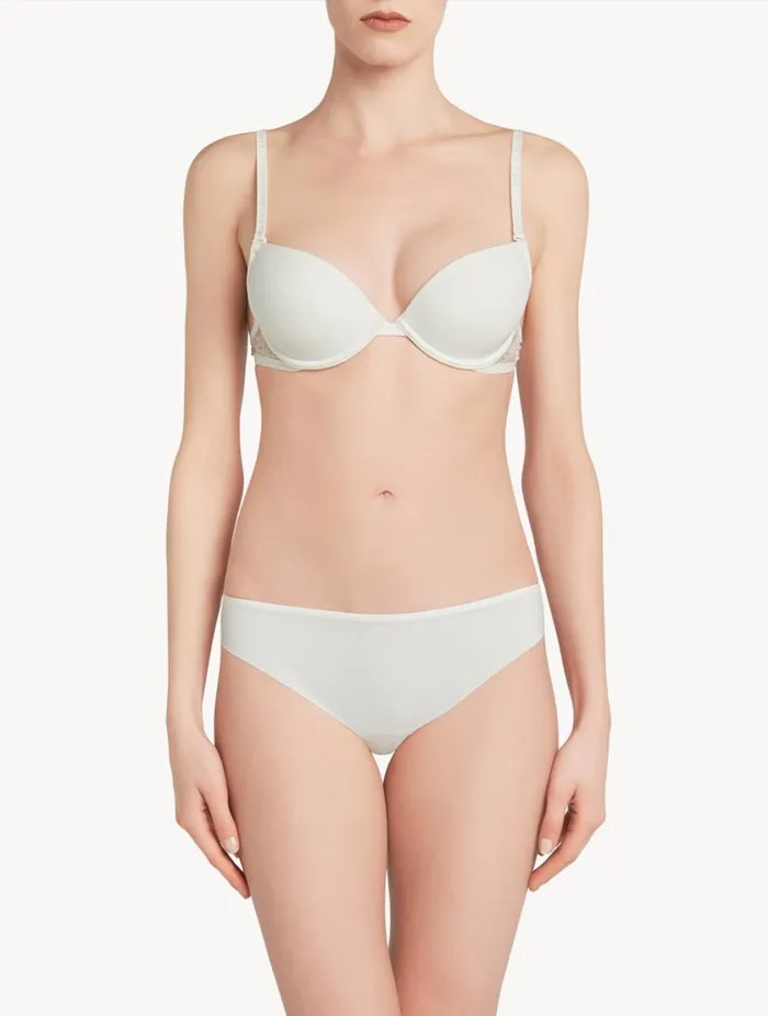 White Brazilian Brief With Chantilly Lace Lingerie La Perla Brazilian