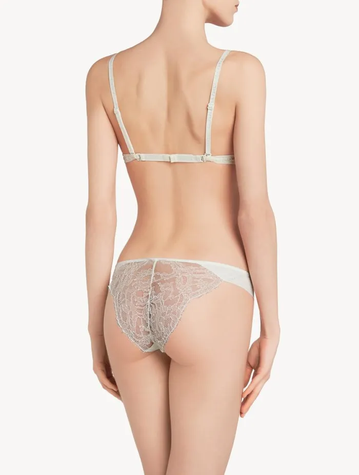 White Brazilian Brief With Chantilly Lace Lingerie La Perla Brazilian