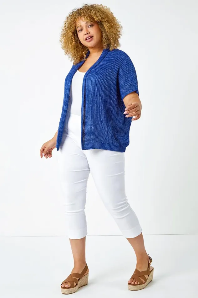 White Curve Elastic Waist Stretch Cropped Trouser Women Roman Trousers