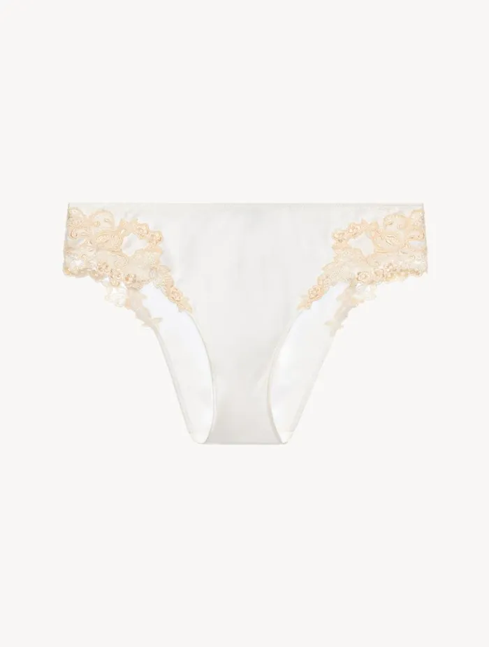 White Silk Medium Briefs With Frastaglio Lingerie La Perla Midrise