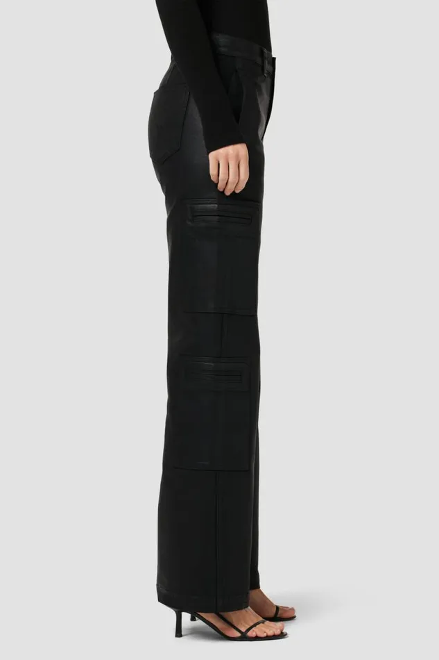 Wide Leg Women Hudson Jeans HighRise Welt Pocket Wide Leg Cargo Coated Black Beauty Wide Leg Women Hudson Jeans HighRise Welt Pocket Wide Leg Cargo Coated Black Beauty