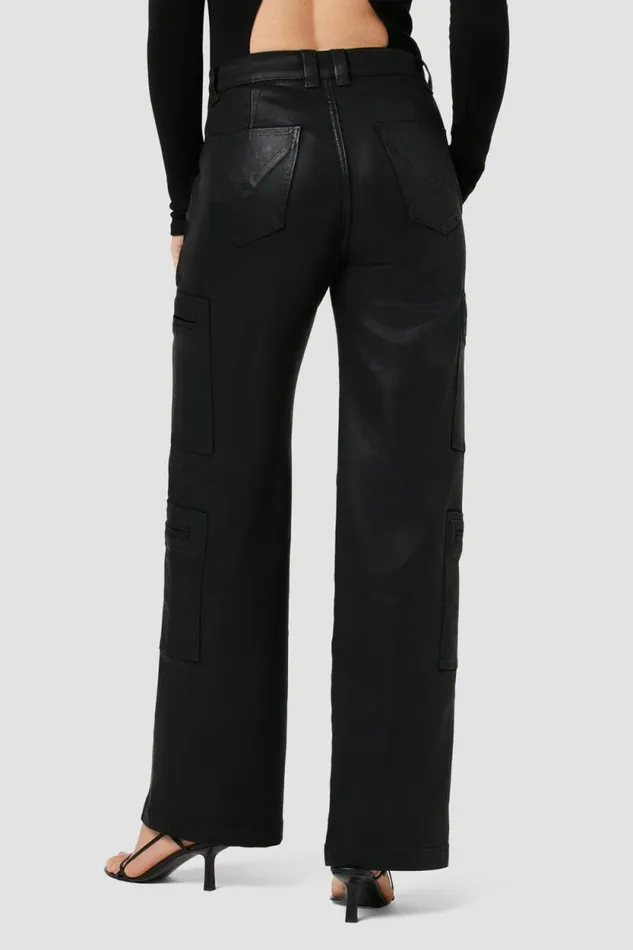 Wide Leg Women Hudson Jeans HighRise Welt Pocket Wide Leg Cargo Coated Black Beauty Wide Leg Women Hudson Jeans HighRise Welt Pocket Wide Leg Cargo Coated Black Beauty