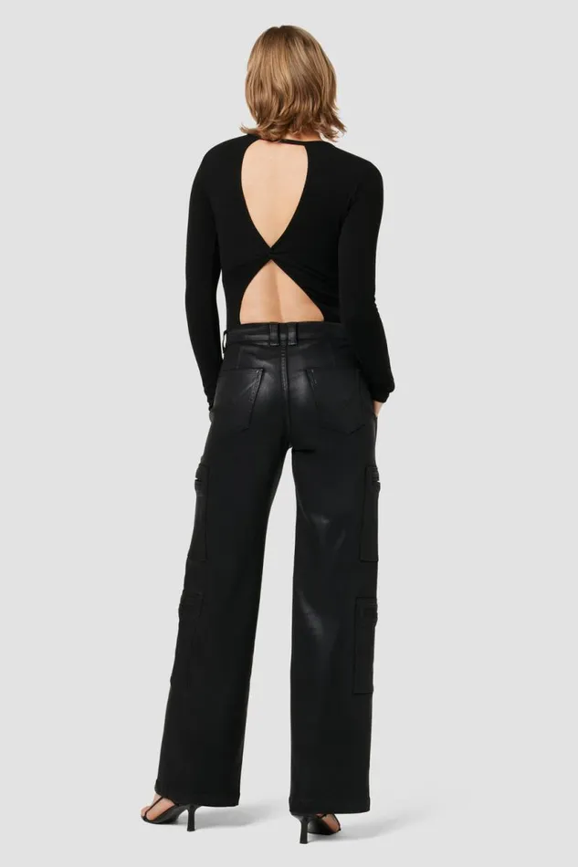Wide Leg Women Hudson Jeans HighRise Welt Pocket Wide Leg Cargo Coated Black Beauty Wide Leg Women Hudson Jeans HighRise Welt Pocket Wide Leg Cargo Coated Black Beauty