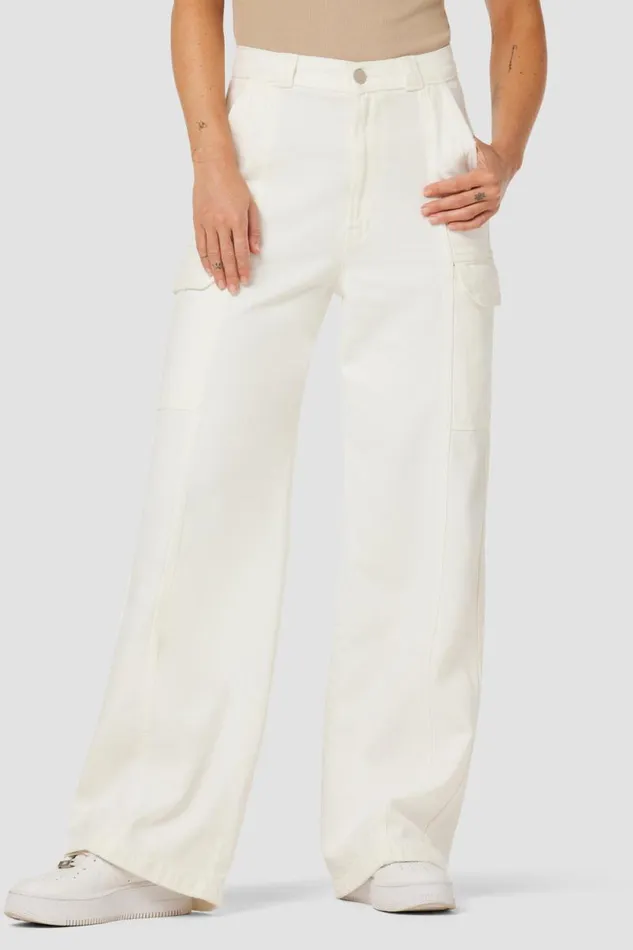 Wide Leg Women Hudson Jeans HighRise Wide Leg Cargo White